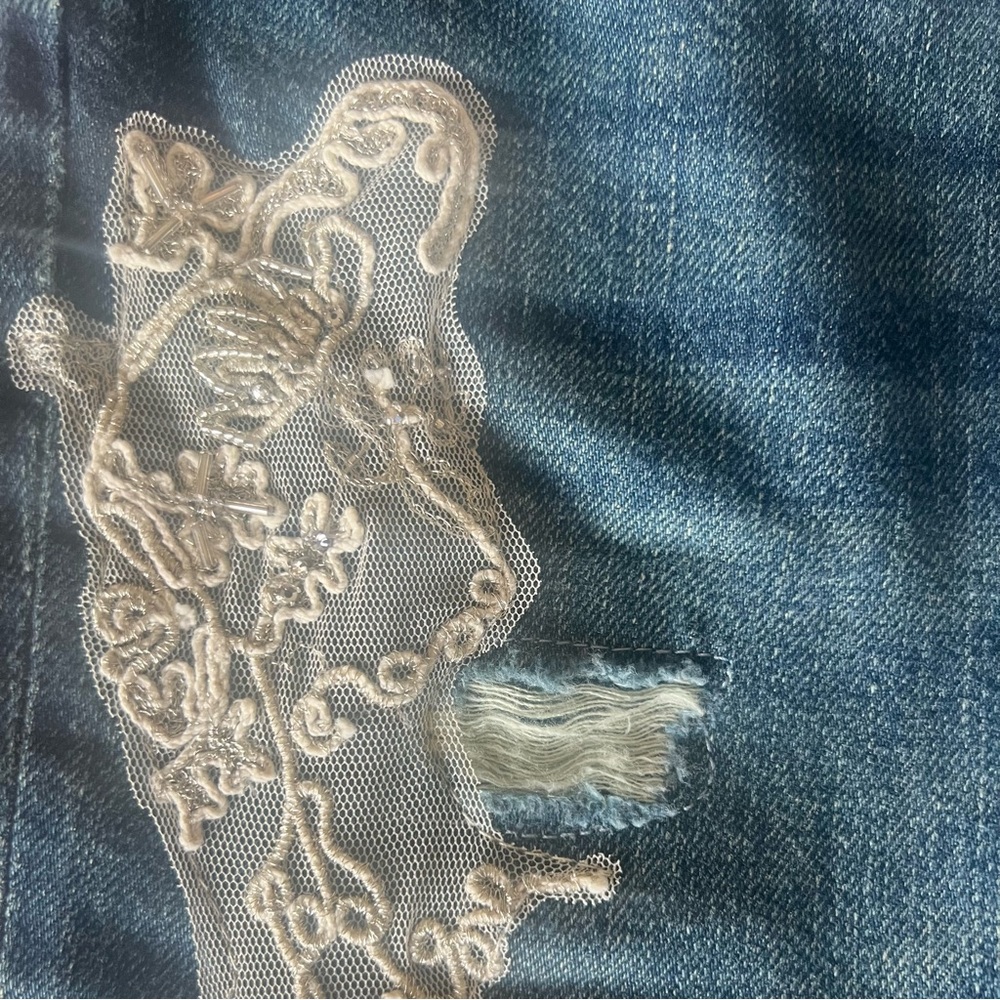Lauren Ralph Lauren Lace Sequin Patchwork Tapered Jeans*NWT - Picture 7 of 12